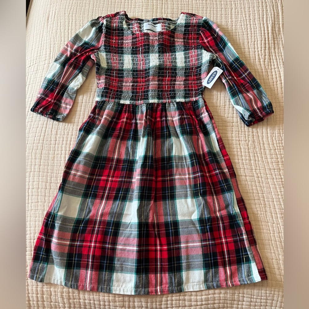 NWT Old Navy Girls Plaid Smocked Dress Size Large 10-12